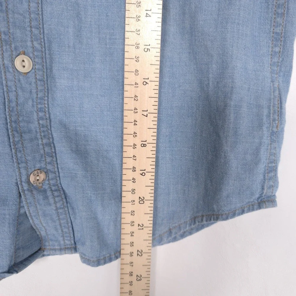 GAP Denim Shirt Kids Boys 10‎ Short Sleeve Button Up Light Blue 100% Cotton